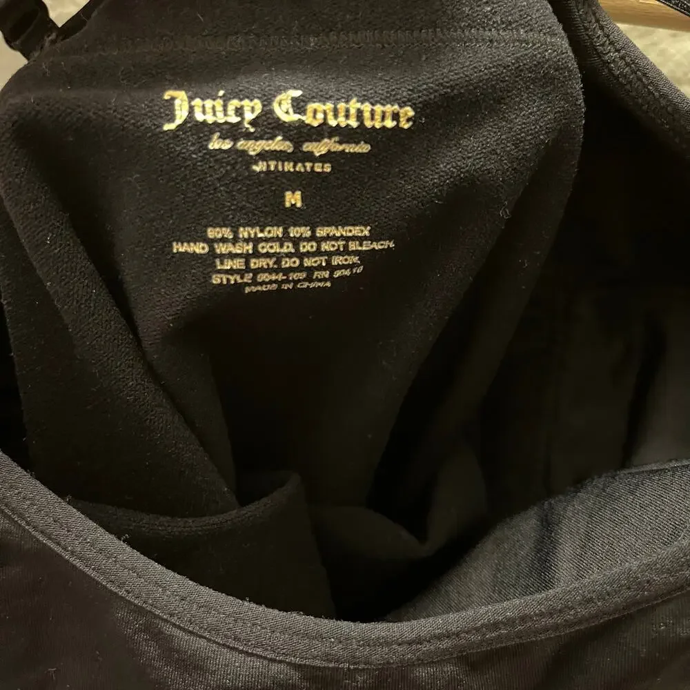 Juicy Couture Black Logo Seamless Shaping Bodysuit Cami Y2K Stretch M Clubwear - Picture 4 of 6